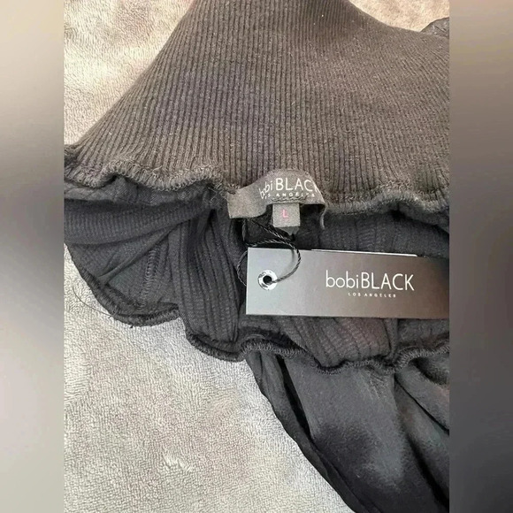 REVOLVE bobi BLACK Sleek Textured Pants in Black, size L, BNWT - Picture 13 of 13